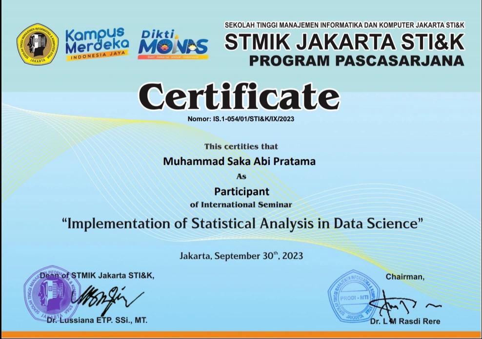 Bukti Implementation of Statistical Analysis in Data Science